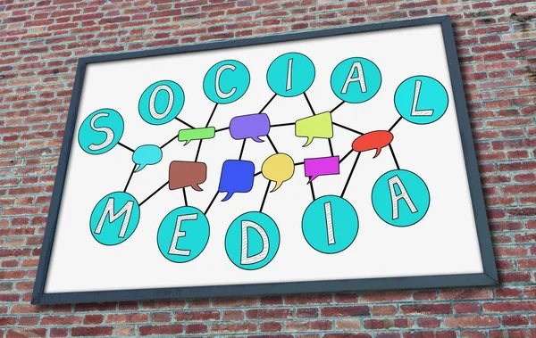 Koncept sociální média na billboard — Stock fotografie