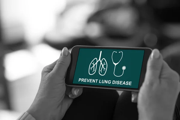Lung disease prevention concept on a smartphone