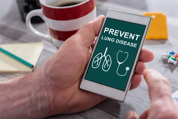 Lung disease prevention concept on a smartphone