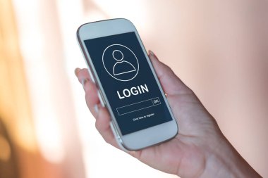 Oturum açma kavramı bir smartphone cep telefonu ile