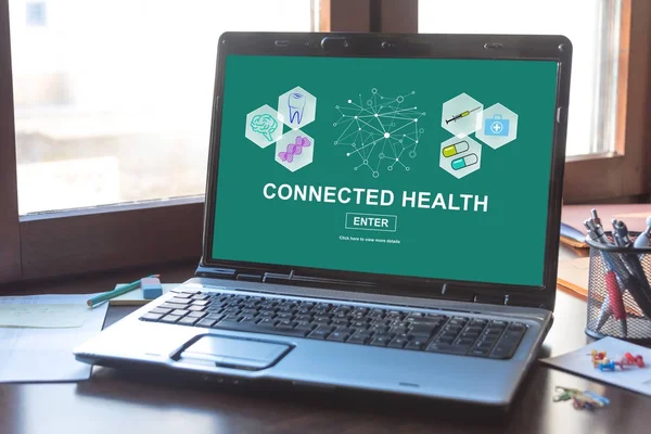 Conceito de saúde conectado em uma tela de laptop — Fotografia de Stock