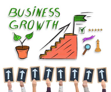 İş büyüme kavramı bir beyaz tahta üzerinde