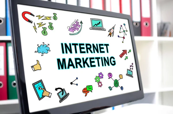 Concepto de marketing en Internet en una pantalla de ordenador — Foto de Stock