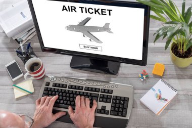 Hava bilet rezervasyon kavramı bir bilgisayarda