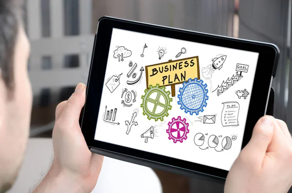 Concetto di business plan su tablet — Foto Stock