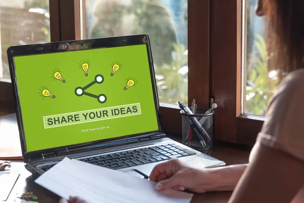 Ideas sharing concept on a laptop screen