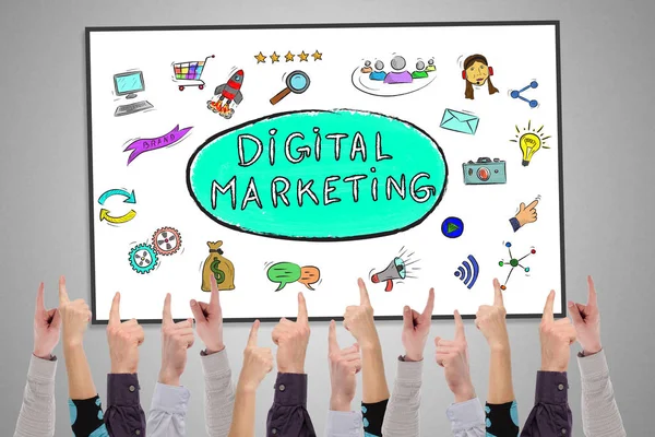 Digitale marketingconcept op een whiteboard — Stockfoto