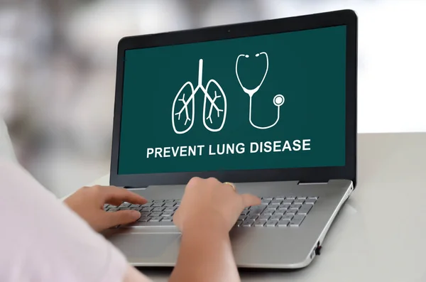 Lung disease prevention concept on a laptop