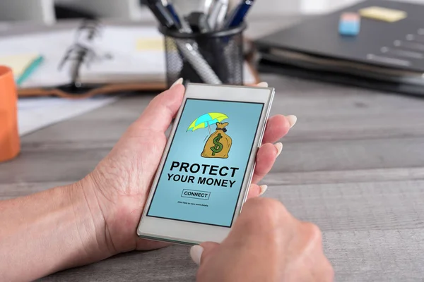 Money protection concept on a smartphone