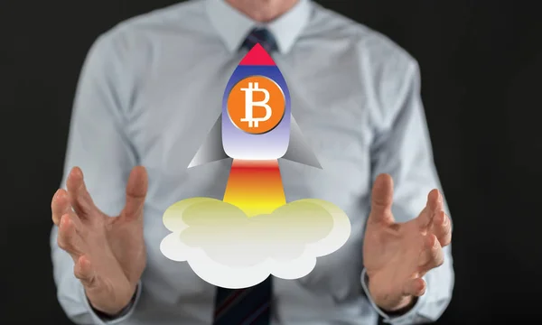 Konzept des Bitcoin-Aufstiegs — Stockfoto