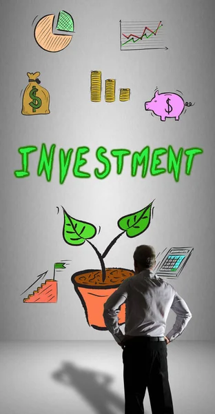 Investment concept watched by a businessman — Stock Photo, Image