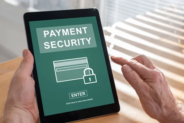 Payment security concept on a tablet