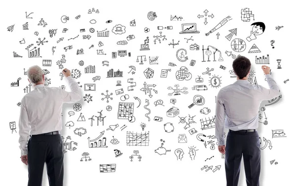 Creativity concept drawn by businessmen — Stock Photo, Image