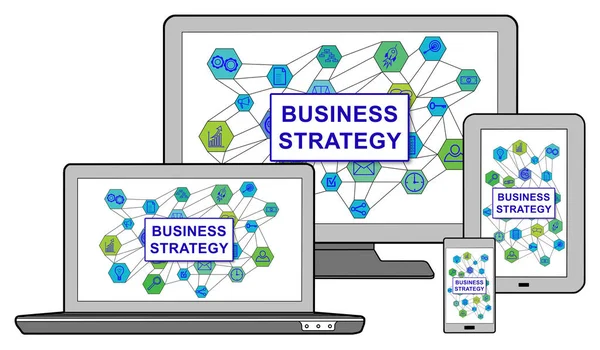Koncepcja biznesowa strategii na różnych urządzeniach — Zdjęcie stockowe