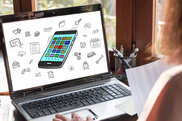 Apps konsept dizüstü bilgisayar ekranında