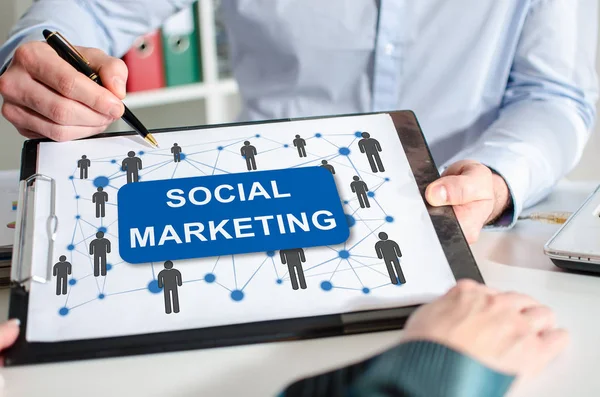 Social marketing concept on a clipboard
