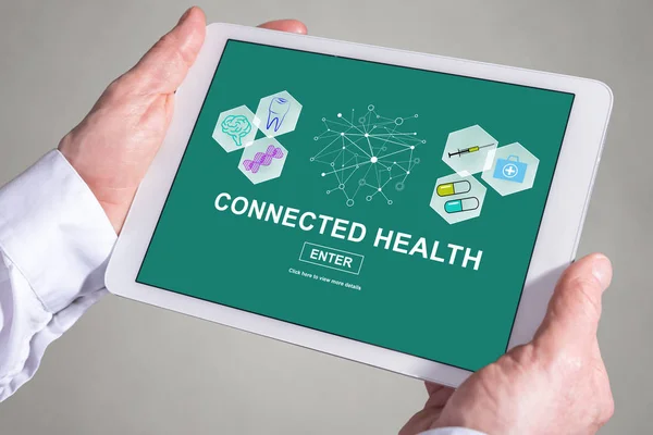 Conceito de saúde conectado em um tablet — Fotografia de Stock