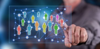 Bir sosyal ağ kavramı dokunmadan adam