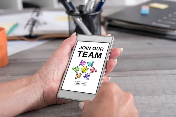 Join our team concept on a smartphone