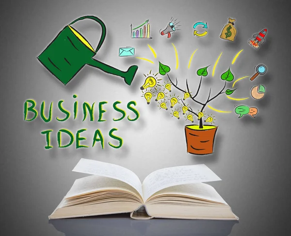 Ideias de negócio conceito acima de um livro — Fotografia de Stock