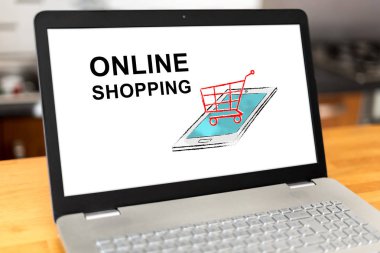 Bir dizüstü bilgisayarda çevrimiçi alışveriş kavramı
