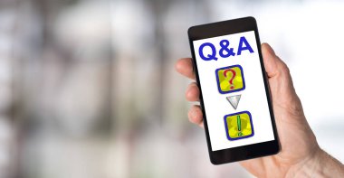 Q&a kavramı bir smartphone cep telefonu ile