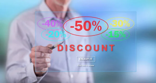 Man touching a discount concept