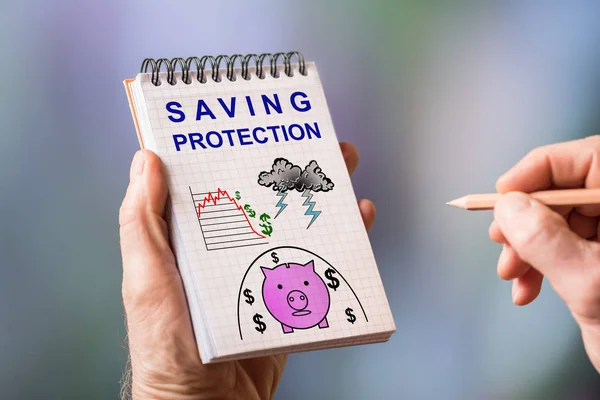 Saving protection concept on a notepad