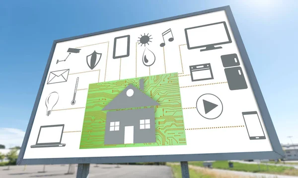 Home automation concept on a billboard