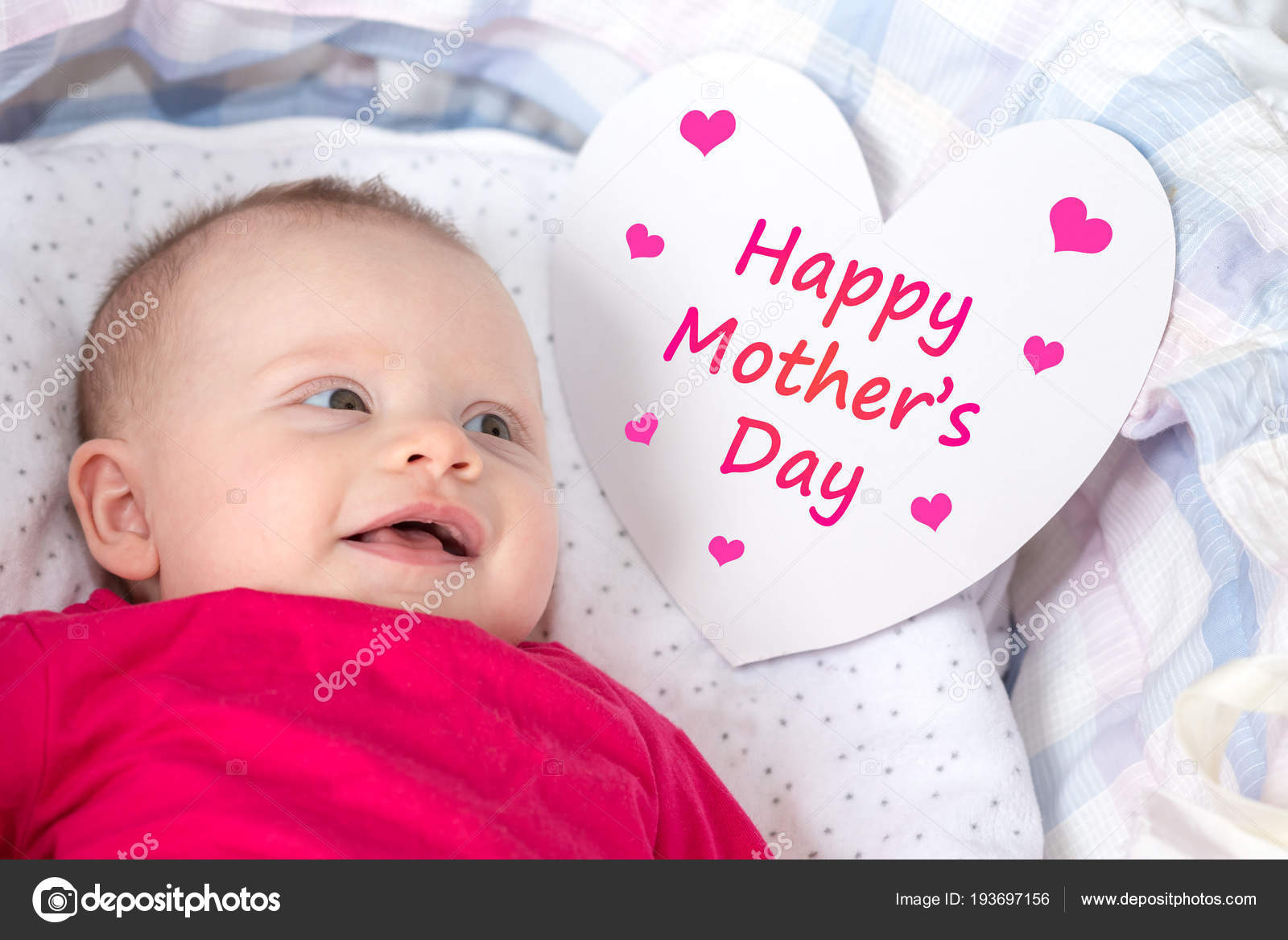 Happy Mother S Day Message Next To A Baby Girl Stock Photo Image By C Thodonal