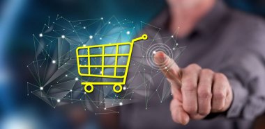 Bir e-ticaret kavramı dokunmadan adam