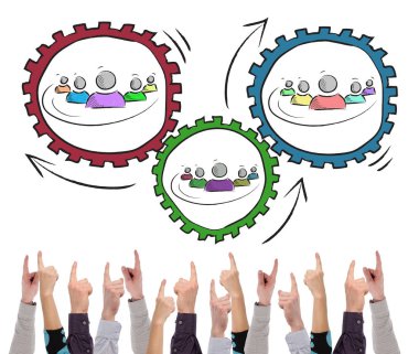 Tarafından birkaç parmak işaret ortaklık kavramı