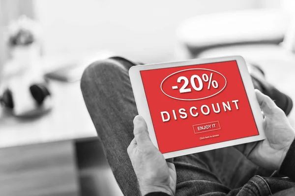 Discount concept on a tablet — Stock Photo, Image