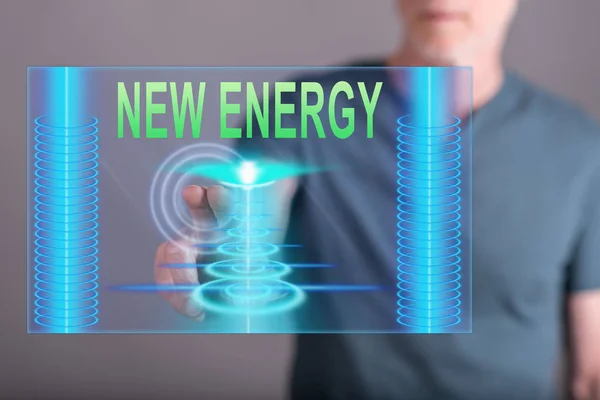 Człowiek, dotykając nowa koncepcja energii — Zdjęcie stockowe