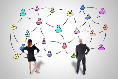 İş kişi tarafından izlenen sosyal ağ kavramı