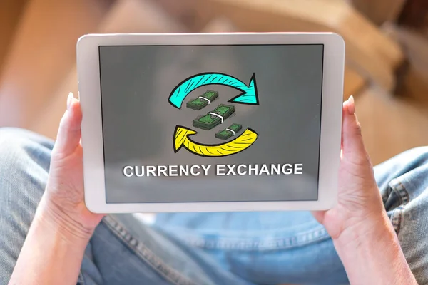 Currency exchange concept on a tablet — Stock Photo, Image