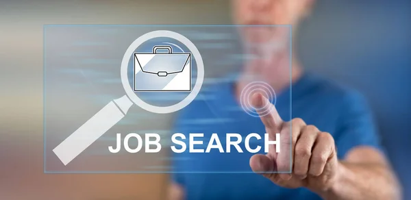 Man touching a job search concept — Stock Photo, Image