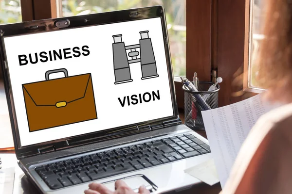 Concepto de visión empresarial en una pantalla portátil — Foto de Stock