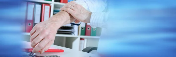 Businessman rolling up his sleeve; panoramic banner