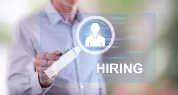 Man touching a hiring concept — Stock Photo, Image