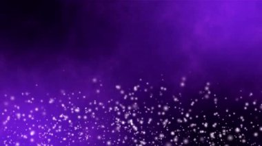 Hareket eden parçacıkların soyut mor arkaplanı, döngüye alınmış canlandırma