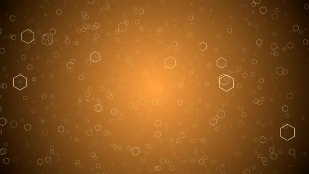Fond orange abstrait d'hexagones en mouvement, animation en boucle — Video