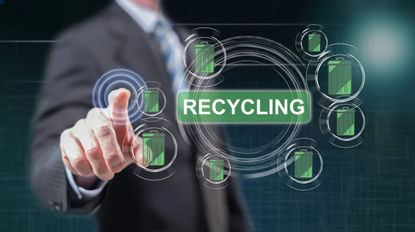 Man touching a recycling concept — Stock Photo, Image