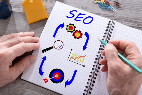 Seo concept on a notepad — Stock Photo, Image