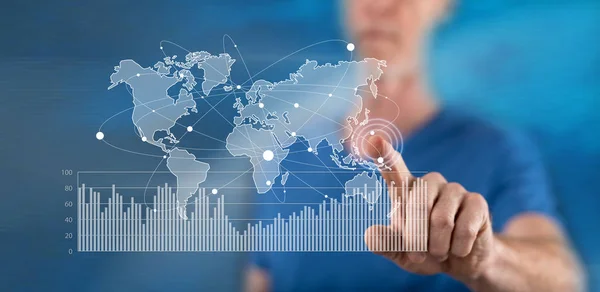 Man röra en digital marknadsföring statistik koncept — Stockfoto