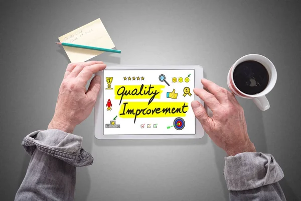 Quality improvement concept on a tablet