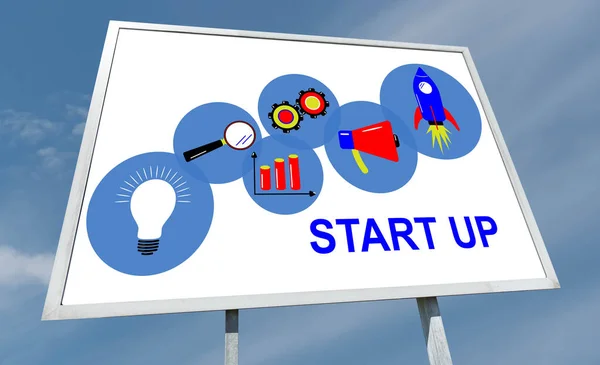 Start-up-Konzept auf einer Plakatwand — Stockfoto