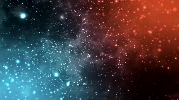 Absztrakt piros és világoskék háttér mozgó részecskék, hurkolt animáció — Stock videók