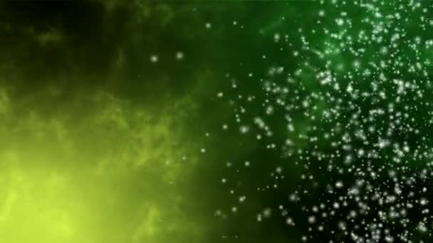 움직이는 입자들의 추상적 인 녹색 과 레몬노란 배경, — 비디오
