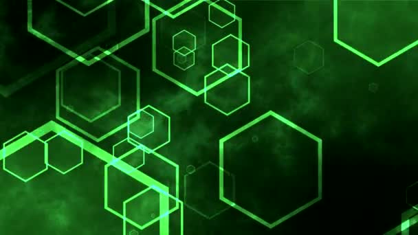 Fond vert abstrait d'hexagones en mouvement, animation en boucle — Video